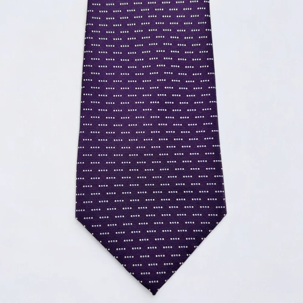 Jos A Bank Necktie Adult Purple Geometric Dash 100% Silk Classic Tie Formal